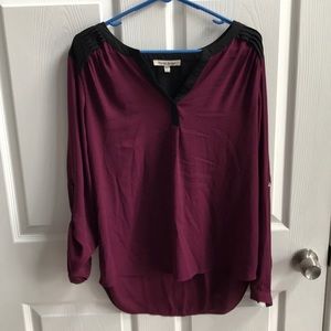 Maroon and black sheer blouse. Large